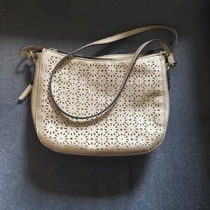 👜 BUENO Gold Floral Cutout Shoulder Bag
